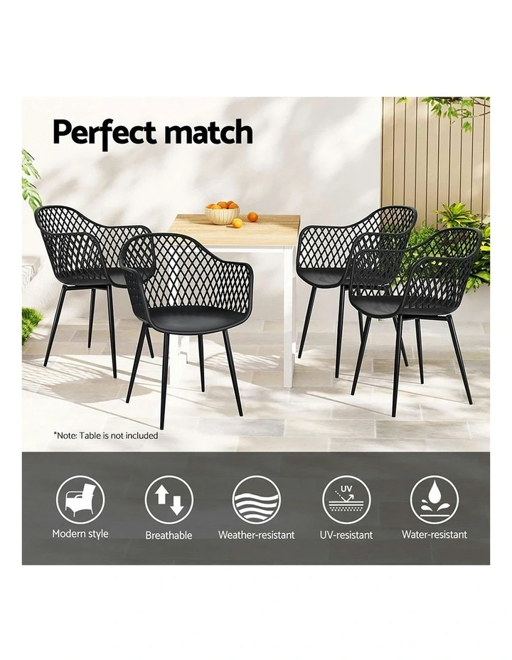 Outdoor Dining Chairs 4 Piece in Black image 5