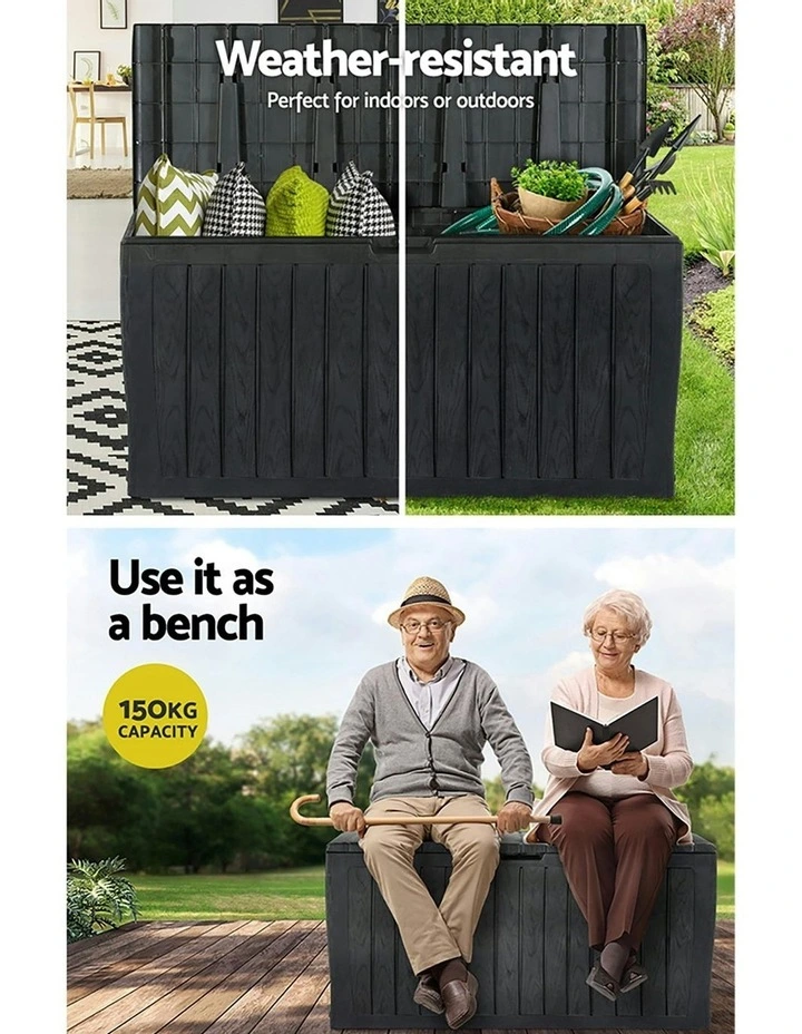 Gardeon Outdoor Storage Box 220L In Black MYER