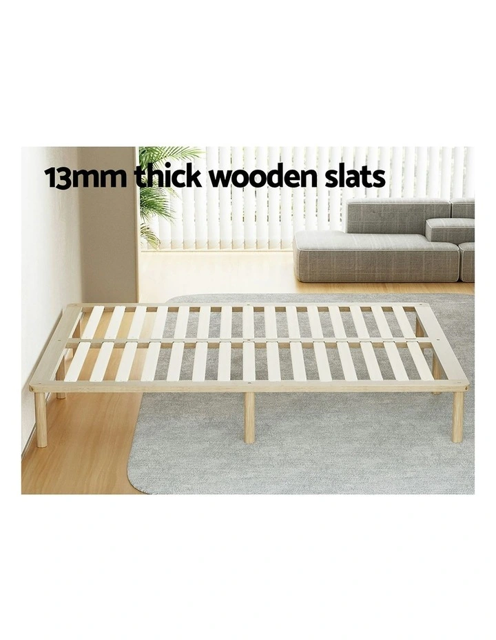 Amba Wooden Double Size Bed Frame in Pine image 6