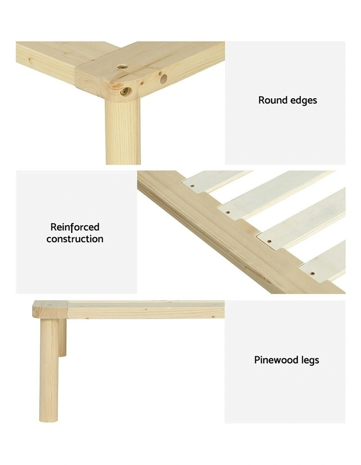 Amba Wooden Double Size Bed Frame in Pine image 7