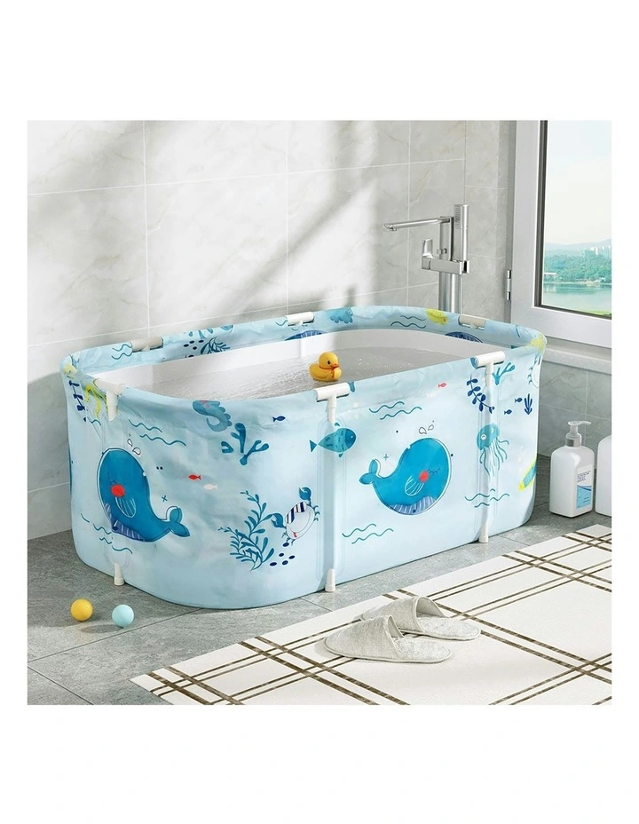 Weisshorn Foldable Bathtub PVC Spa Outdoors Camping 114x62cm Blue image 3