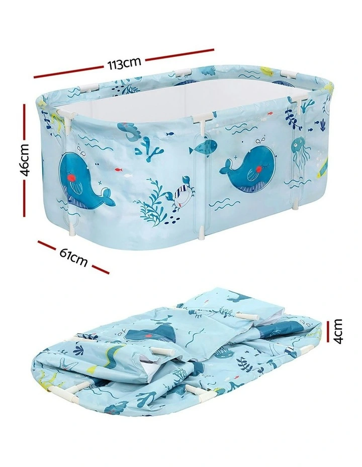 Weisshorn Foldable Bathtub PVC Spa Outdoors Camping 114x62cm Blue image 4