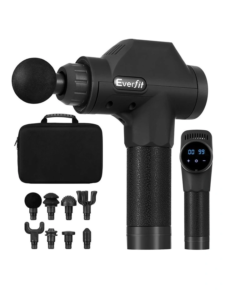 Everfit Massage Gun 30 Speed 8 Heads Chargeable In Black MYER