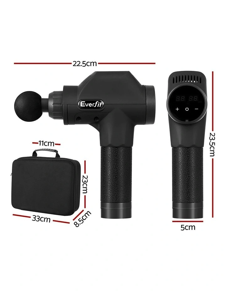 Everfit Massage Gun 30 Speed 8 Heads Chargeable In Black MYER