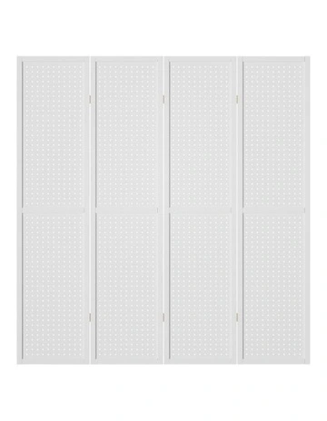 4 Panel Room Divider Screen Pegboard 164x170cm in White