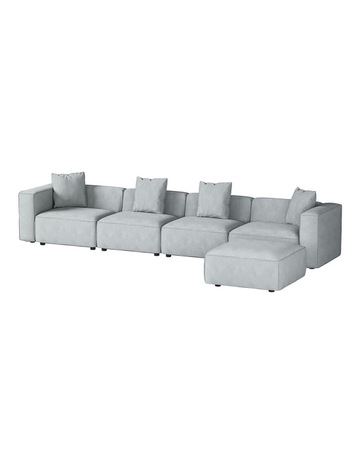 5-Seater Chaise Modular Sofa Set in Grey