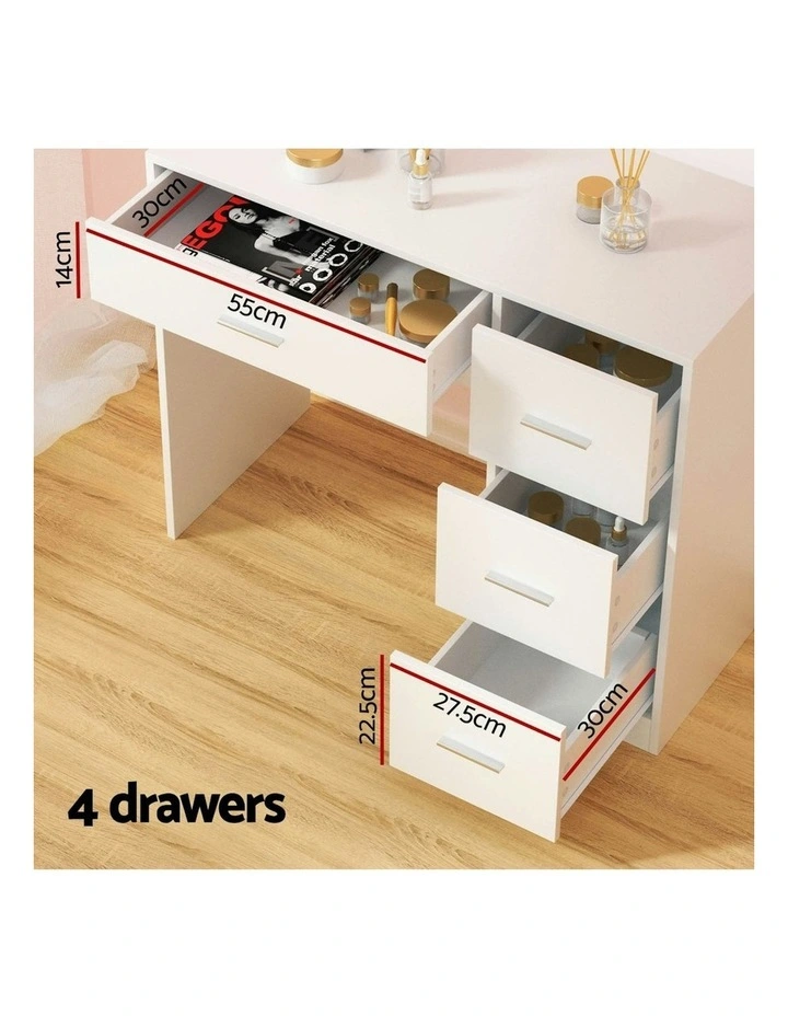Artiss Dressing Table Stool Set Sliding Mirror White Demi