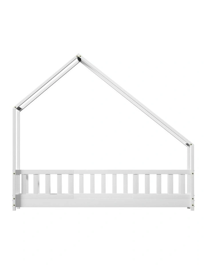 Wooden House Single Bed Frame in White image 4