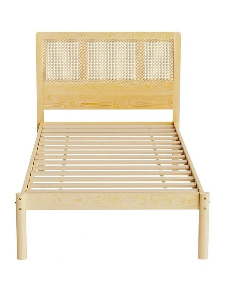 Rattan Wooden Rita Single Size Bed Frame in Beige image 2