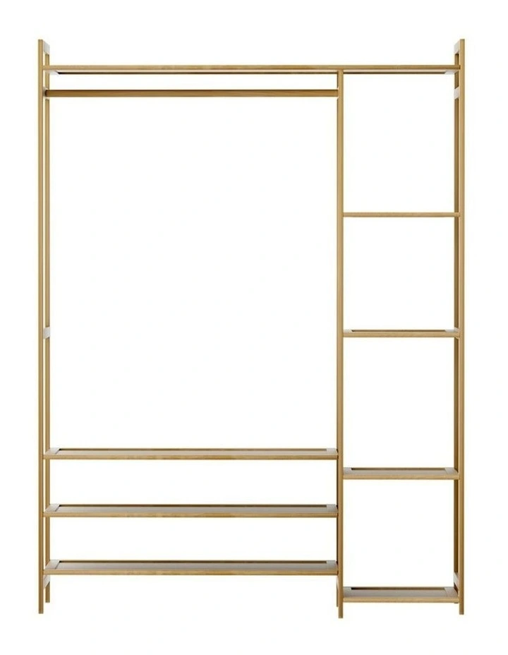 Artiss Clothes Rack Coat Stand 8 Shelves Bamboo In Walnut MYER