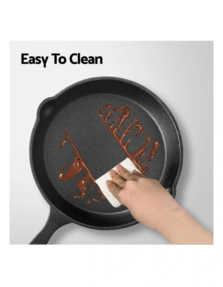 Non Stick Frying Pan Cast Iron 3 Pieces in Black image 6