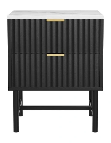 Bedside Table 2 Drawers in Black