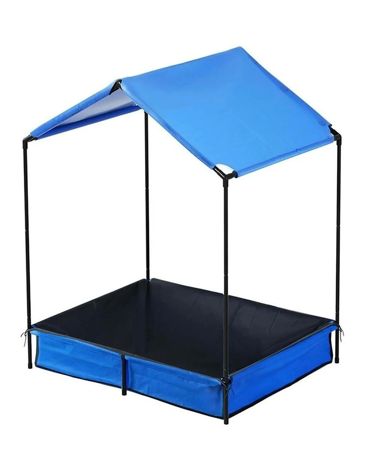 Keezi Sandpit Metal Sandbox Sand Pit With Canopy Cover Outdoor Toys
