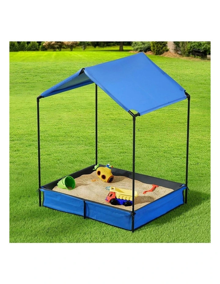 Keezi Sandpit Metal Sandbox Sand Pit With Canopy Cover Outdoor Toys