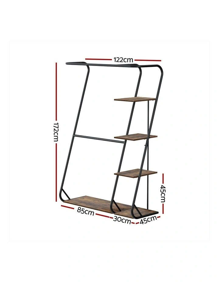 Artiss 4Tier Clothes Rack Coat Stand 172cm In Walnut MYER
