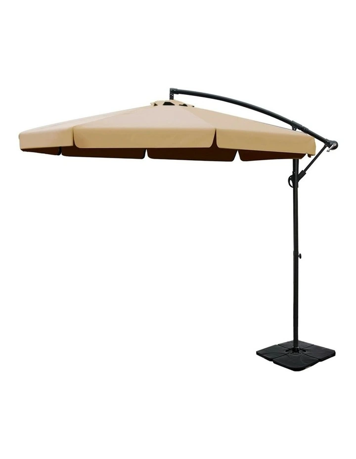 Instahut Outdoor Umbrella With Base 3m in Black image 1