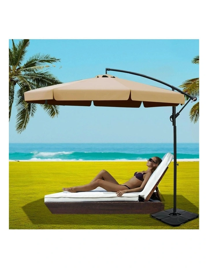 Instahut Outdoor Umbrella With Base 3m in Black image 2