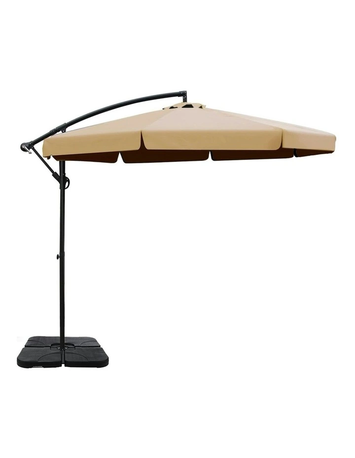 Instahut Outdoor Umbrella With Base 3m in Black image 3