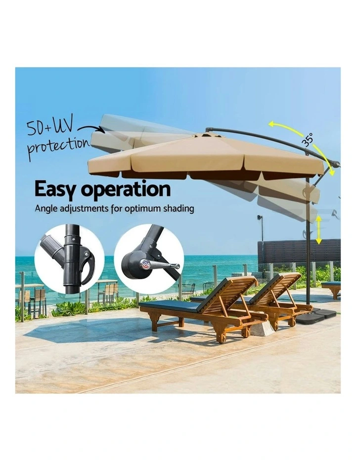 Instahut Outdoor Umbrella With Base 3m in Black image 5