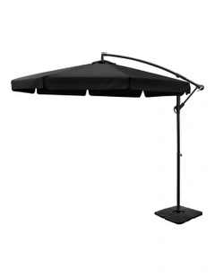 Outdoor Umbrella With Base 3m in Black