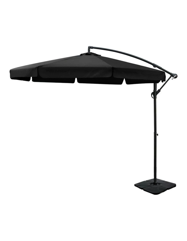Outdoor Umbrella With Base 3m in Black image 1