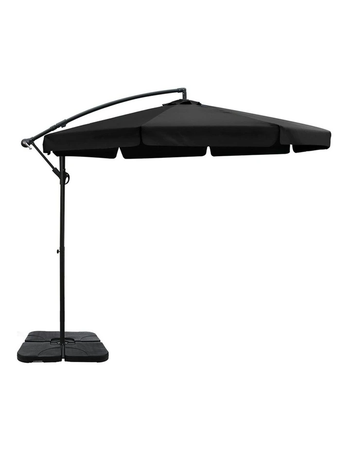 Outdoor Umbrella With Base 3m in Black image 3