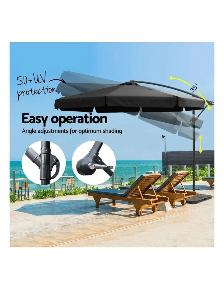 Outdoor Umbrella With Base 3m in Black image 5