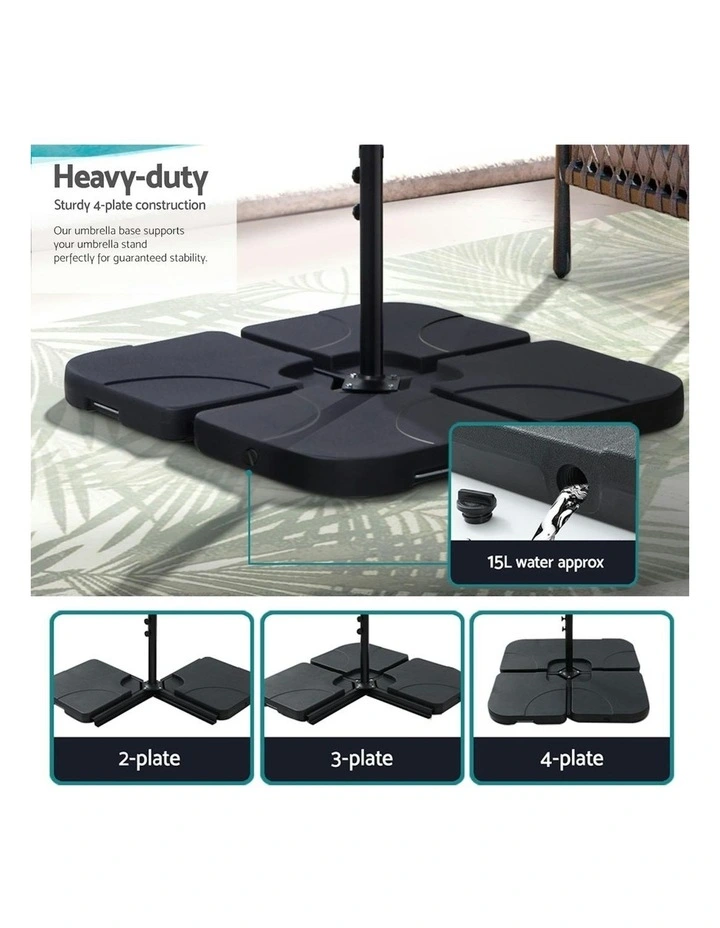 Outdoor Umbrella With Base 3m in Black image 7