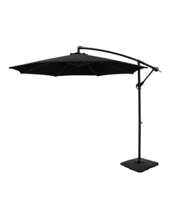 Outdoor Umbrella With Base 3m in Black