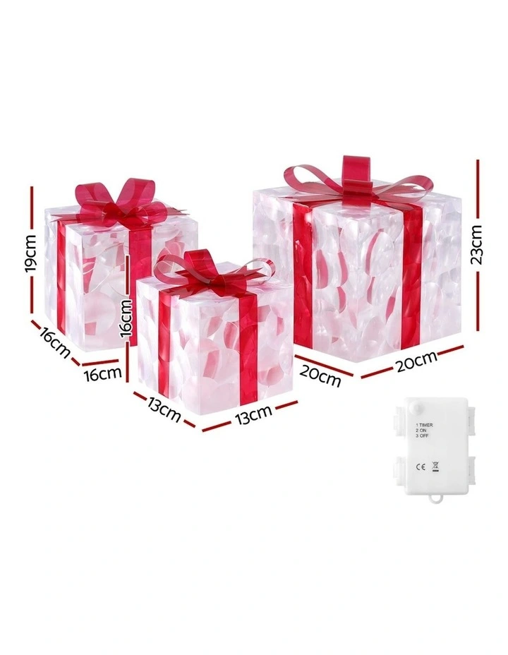 LED Christmas Light Set With Gift Box 3 Piece in Red image 3