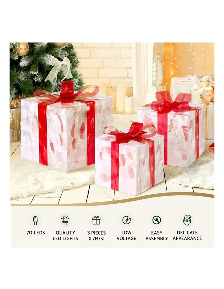 LED Christmas Light Set With Gift Box 3 Piece in Red image 5