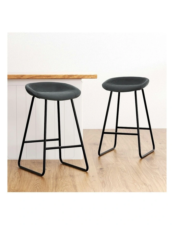 PU Leather Bar Stools 2x in Metal image 2