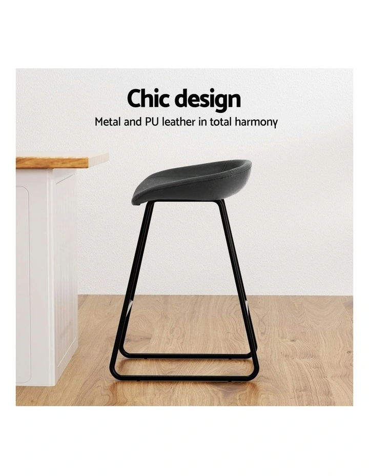 PU Leather Bar Stools 2x in Metal image 5