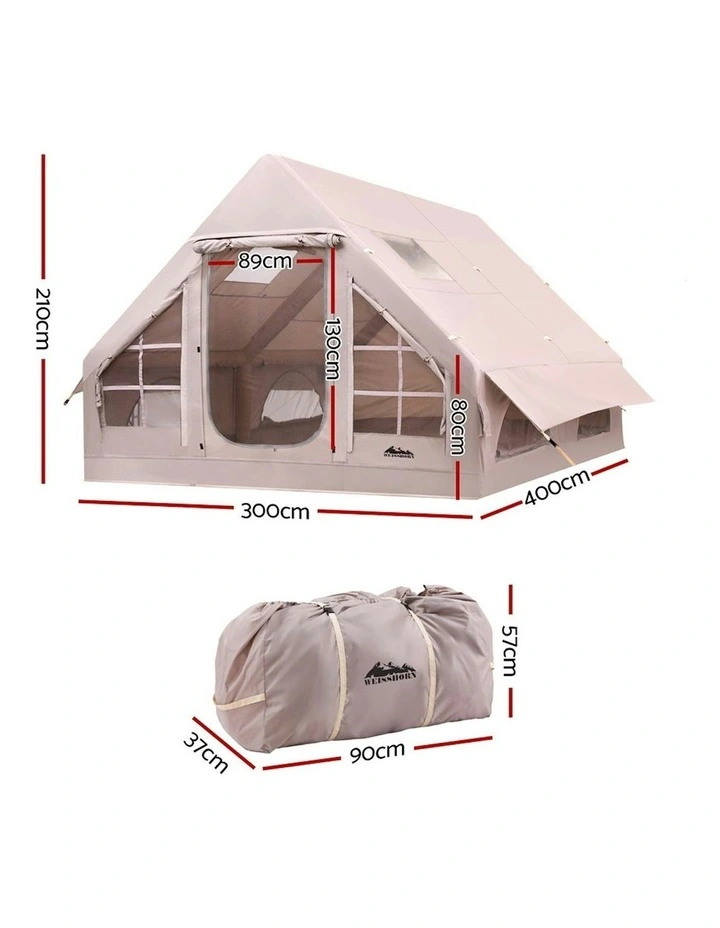 Camping Tent Inflatable Beach Tent 6 Person 300cm in Brown image 3