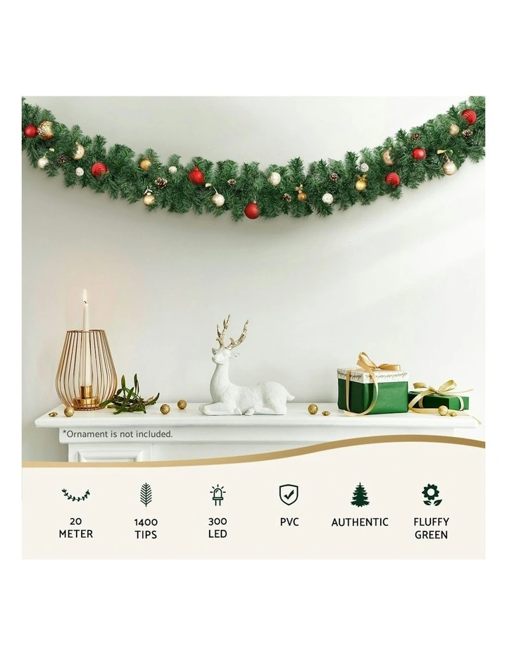 Christmas Garland LED 1400 Tips 20M in Green image 5
