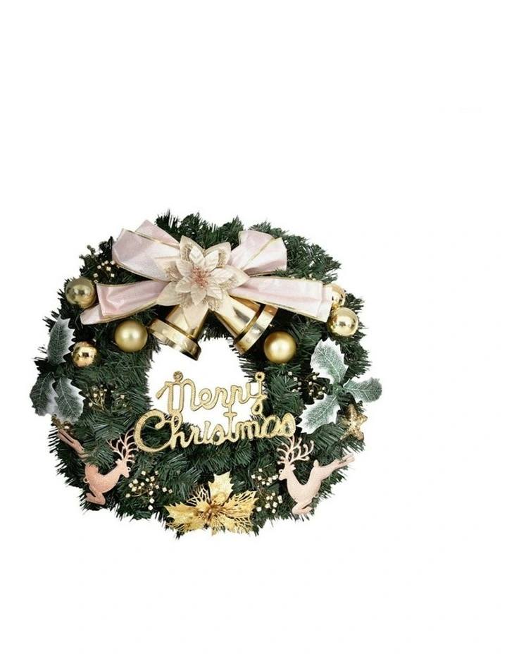 Christmas Wreath Garland Flowers Baubles Party Decorations 60cm in Green image 1