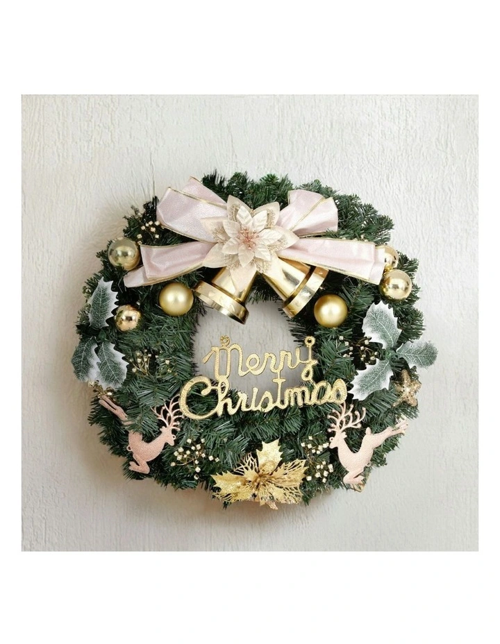 Christmas Wreath Garland Flowers Baubles Party Decorations 60cm in Green image 2