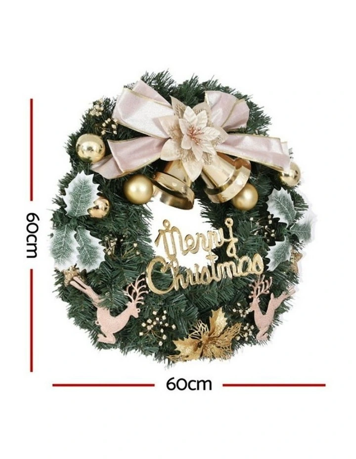 Christmas Wreath Garland Flowers Baubles Party Decorations 60cm in Green image 3