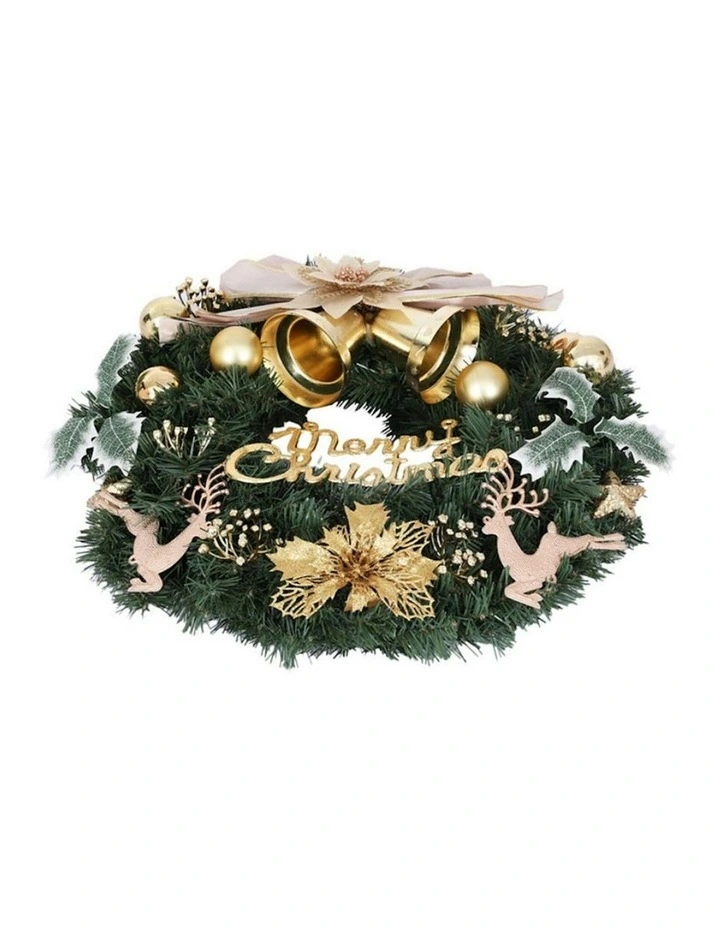 Christmas Wreath Garland Flowers Baubles Party Decorations 60cm in Green image 4
