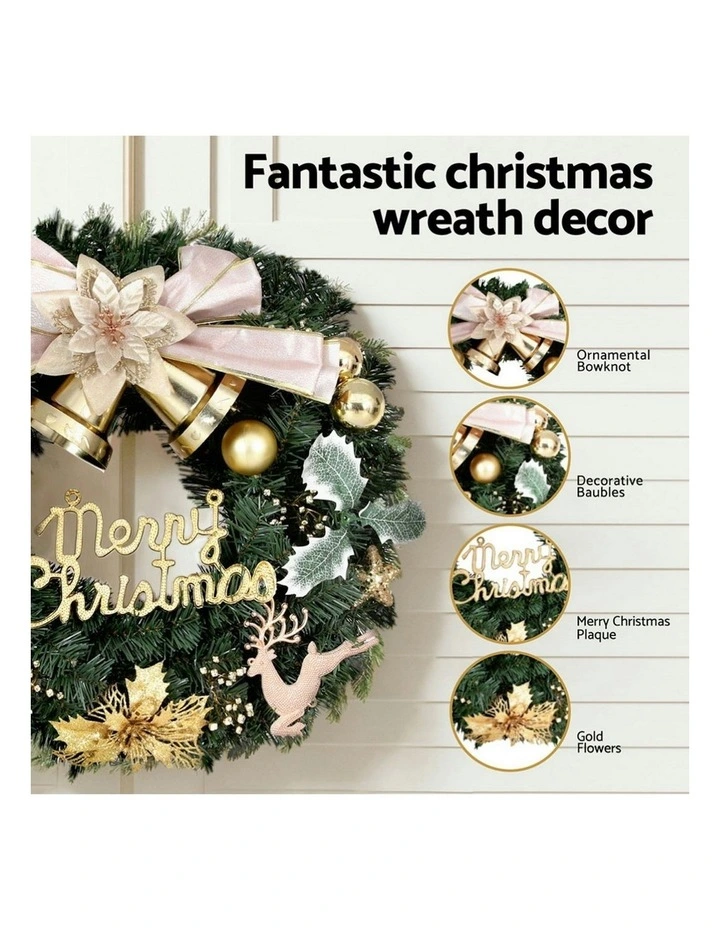 Christmas Wreath Garland Flowers Baubles Party Decorations 60cm in Green image 6