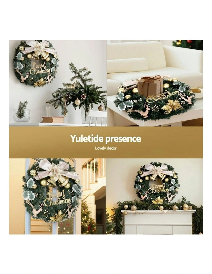 Christmas Wreath Garland Flowers Baubles Party Decorations 60cm in Green image 7