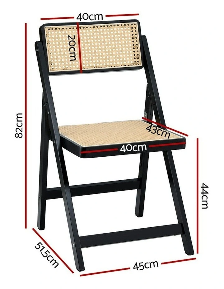 Wooden Rattan Foldable Dining Chair in Black image 3