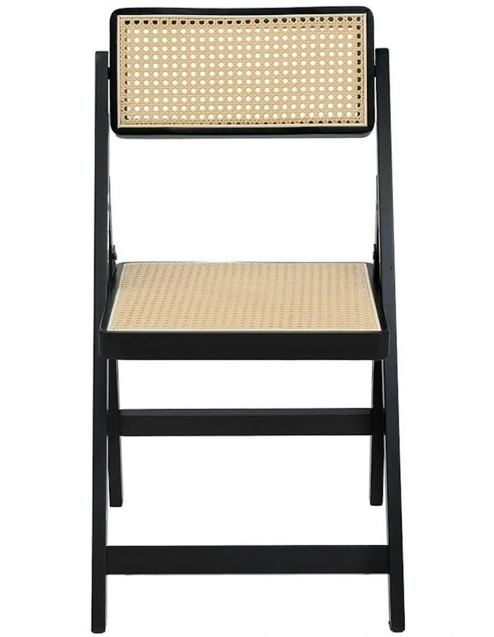 Wooden Rattan Foldable Dining Chair in Black image 4