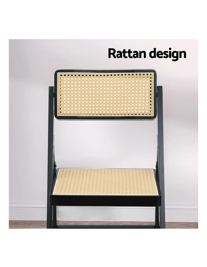 Wooden Rattan Foldable Dining Chair in Black image 5