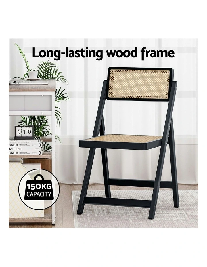 Wooden Rattan Foldable Dining Chair in Black image 6