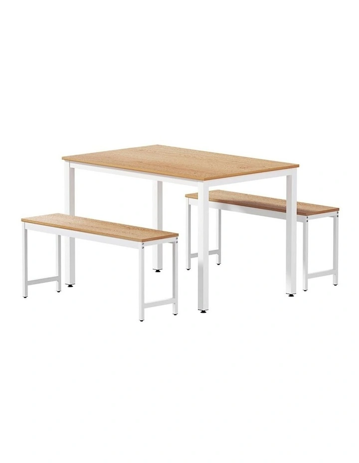 Dining Chairs Table Set 3 Pieces in Natural/White image 1