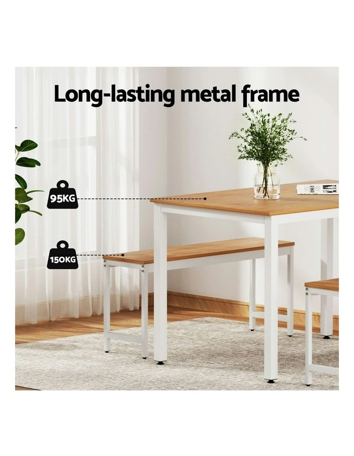 Dining Chairs Table Set 3 Pieces in Natural/White image 6