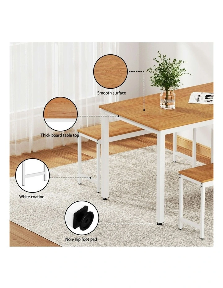 Dining Chairs Table Set 3 Pieces in Natural/White image 7
