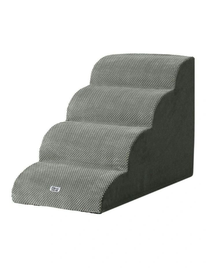 Indoor Dog Ramp Step Stairs 4 Tier in Grey image 1