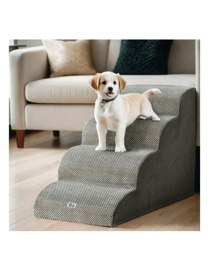 Indoor Dog Ramp Step Stairs 4 Tier in Grey image 2